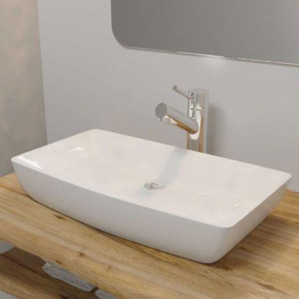 Luxury Ceramic Basin Rectangular Sink White 71 X 39 Cm