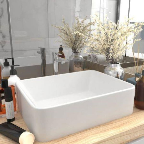 Luxury Wash Basin Matt White 41x30x12 Cm Ceramic