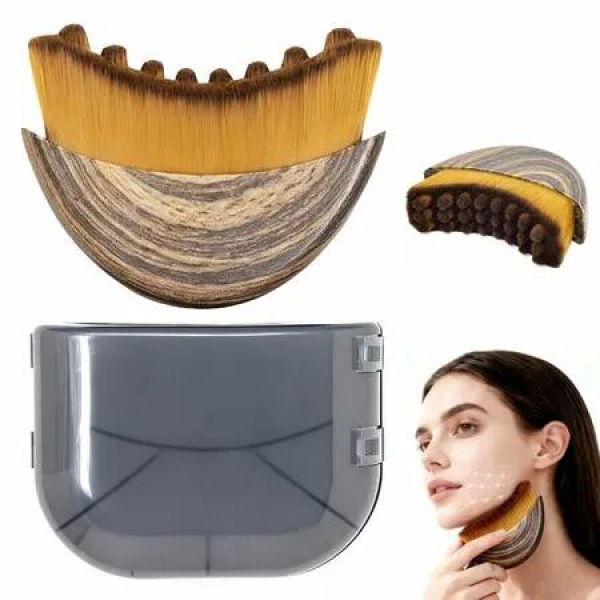 Lymphatic Contour Face Brush,Manual Lymphatic Drainage Massager,Natural Makeup Brushes,Hypoallergenic Ergonomic Facial Cleansing Brush