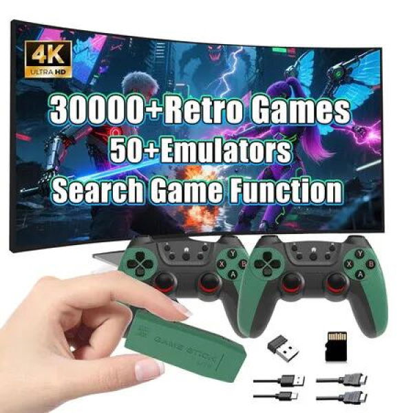 M22 U Retro Game Stick 4K, Retro Video Game Console 64GB with Built in 30000+ Retro Games 50+ Emulators, Plug and Play Retro TV Games