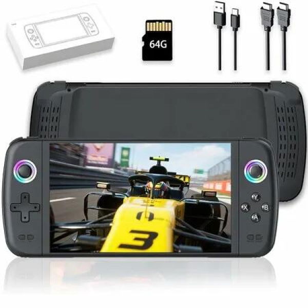 M27 Retro Handheld Game Console,7-inch IPS Screen Portable Android Gaming Handheld,Built-in 64G with 20000 Games Linux System (Black)