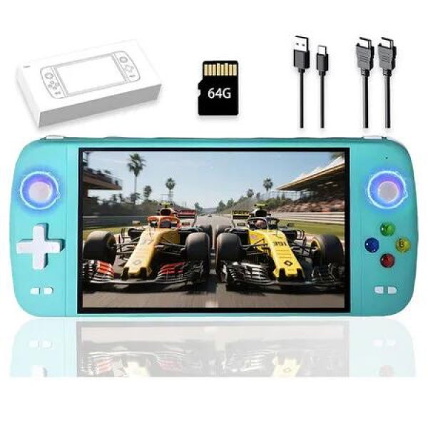 M27 Retro Handheld Game Console,7-inch IPS Screen Portable Android Gaming Handheld,Built-in 64G with 20000 Games Linux System (Green)