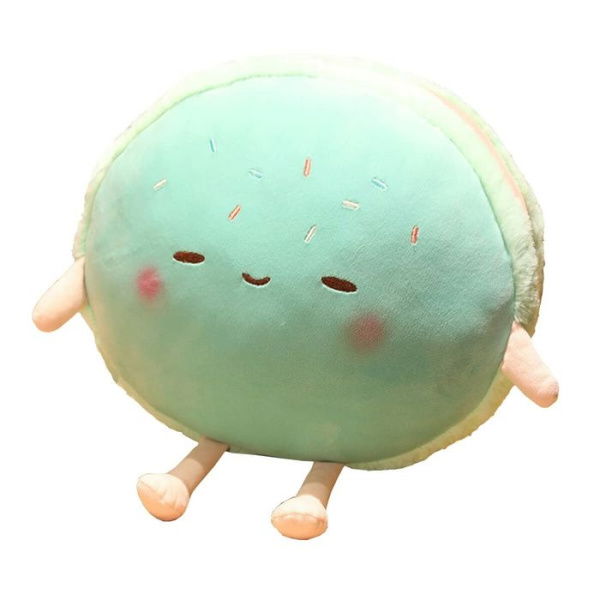 Macaron Plush Pillow Funny Hamburger Stuffed Toys Room Decor Holiday Birthday Xmas Gifts Mint Green (35*30 CM)