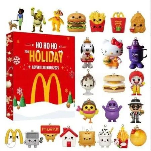 Maccas HO HO HO FOR HOLIDAY 2025 Advent Calendar 24DAYS Christmas TREE Collectable Blind Box 2D Flat Acrylic Ornament Countdown Christmas Gift