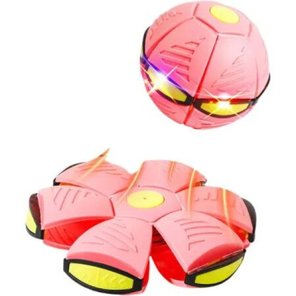 Magic Ball Toy Dual Form Bouncing Ball with Light Effects,Parent-Child Interactive Play,Safe for Kids Indoor & Outdoor,Pink