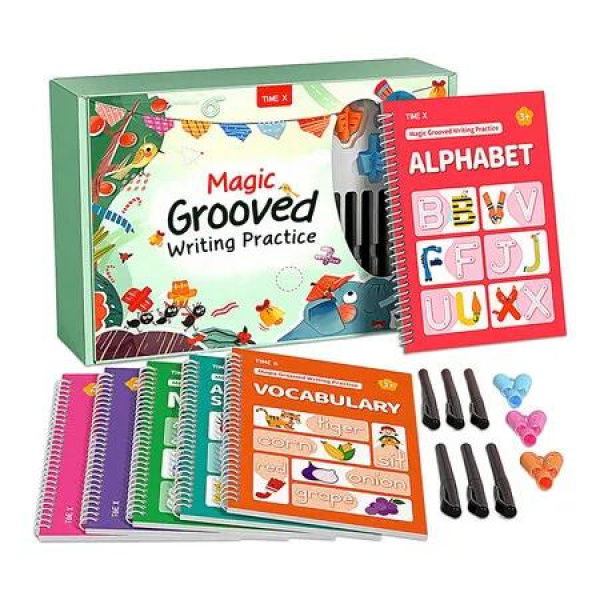 Magic Grooved Writing Practice Books, Reusable Handwriting Practice Books, Groove Workbooks, Handwriting Practice for Kids 3 and Up