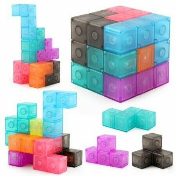 Magnet Toys Building Blocks Magic Magnet 3D Puzzle Cubes Stress Relief For Adults Set Of 7 Multi Shapes Magnet Blocks