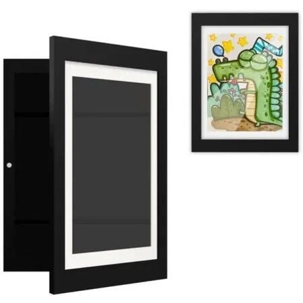 Magnetic Art Frame and Storage Rack with Magnetic front for easy and changeable displays Showcase kids' Creativity