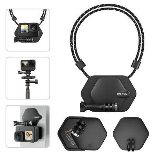 Magnetic Chest Mount + Neck Strap + Nano Snap Mount + Magnet Quick Release Base 360 Vertical Body Attachment For GoPro Hero 5-11 Insta360 DJI Action 2 3 Accessories.