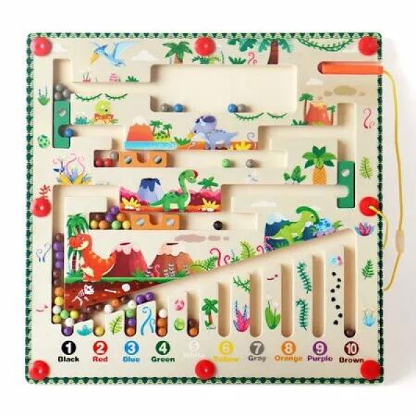 Magnetic Color and Number Maze, Montessori Toys Wooden Puzzle Activity Board, Learning Puzzle Counting Matching Toys for Kids Ages 3+