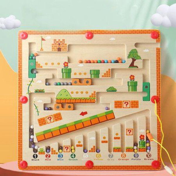 Magnetic Color Number Maze Wooden Board Activities Counting Matching Game Montessori Fine Motor Skills Learning Toy