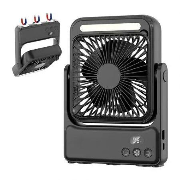 Magnetic Cruise Approved Fan with Night Light, 10000mAh Ultra Slim Travel Fan, 4 Speed, Hook Design, Portable Fan for Cruise Ship Cabin, Bedroom