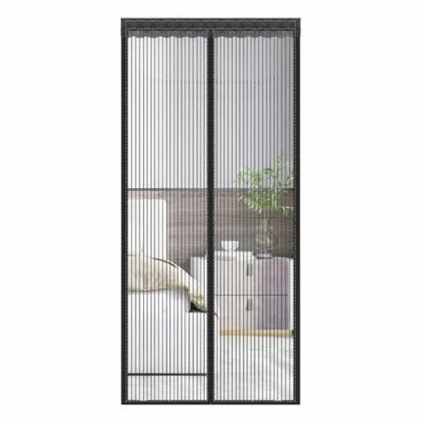 Magnetic Fly Screen Door 90 x 210 cm Fly Curtain Insect Protection Velcro Magnetic Mosquito Net for Balcony Door Patio Door Living Room Door (Black)