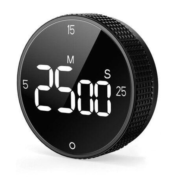 Magnetic Kitchen Timer for Cooking with Loud Alarm Large LED Display Rotating Countdown Pomodoro Timer,Preset 5/15/25 Mins Easy for Seniors and Kids