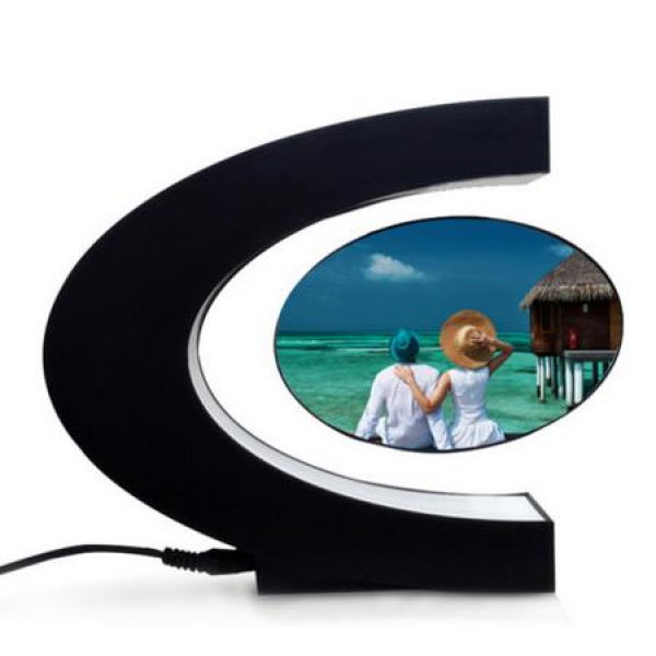 Magnetic Levitating Floating Photo Frame With Colourful LED Light Rotating Levitation Picture Frame Display For Room Decor Creative Gifts Black