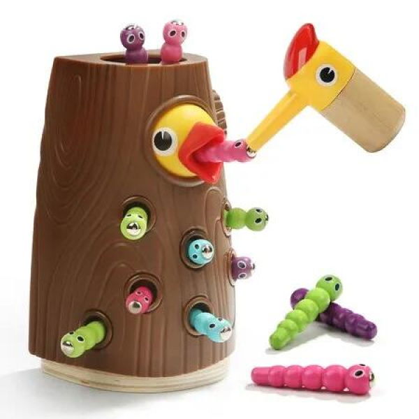 Magnetic Woodpecker Toy Hungry Montessori Toddlers Sensory Feeding Preschool Learning Gifts Boys Girls Ages 2+ Fine Motor Skills Development