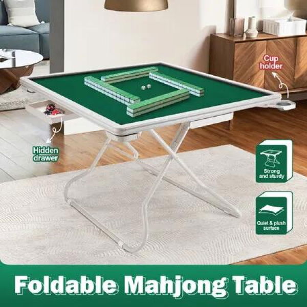 Mahjong Poker Game Table Portable Folding Card Board Blackjack Domino Gaming Desk Lightweight for Camping Picnic Green