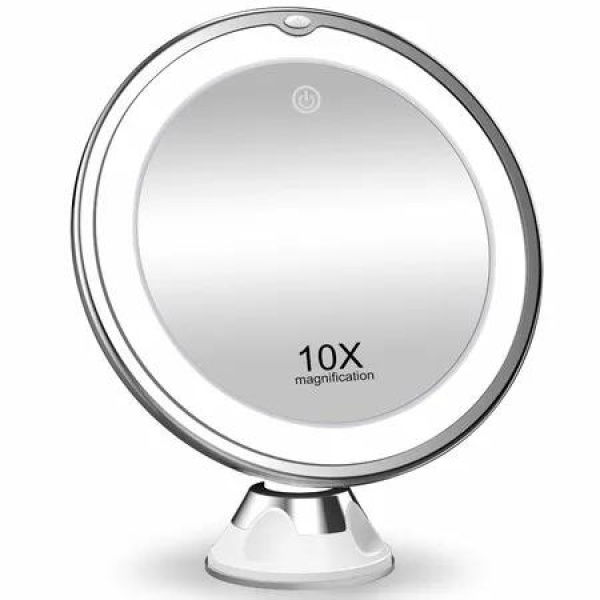 Makeup Mirror 10X Magnifying Lighted Beauty Vanity Adjustable Brightness 3 Colour Modes Dressing Table Bathroom Cosmetic Portable