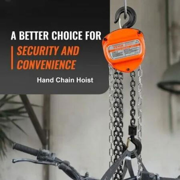 Manual Chain Hoist 1/2 Ton 1100 lbs Capacity 10 FT Come Along G80 Galvanized Carbon Steel with Double-Pawl Brake Auto Chain Leading & 360 degree Rotation