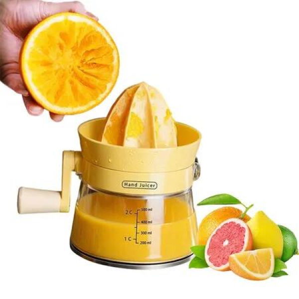 Manual Citrus Juicer with Rotating Crank,Large Capacity Hand Press for Lemon Orange,Ergonomic Handle for Effortless Squeezing