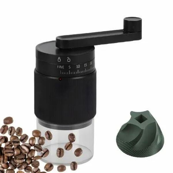 Manual Coffee Grinder - 95 Ceramic Burr,Adjustable Coarse to Fine,30g Beans & 80ml Powder,Detachable Handle for Espresso,French Press,Camping (Black)