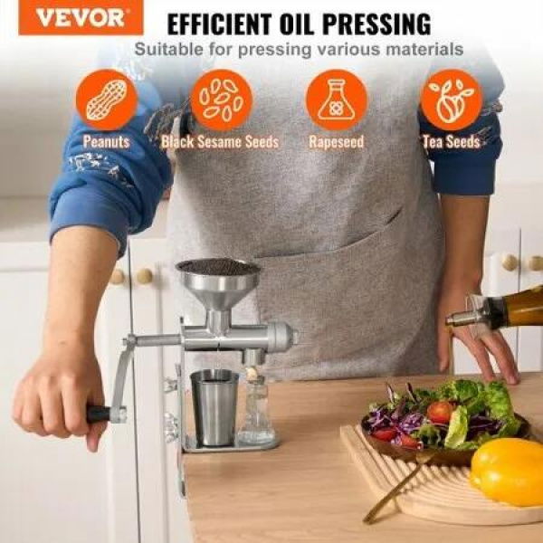 Manual Oil Press Machine Stainless Steel Oil Extractor Machine Detachable Oil Presser for Effortless Cleaning Household Oil Expeller for Pressing Peanuts