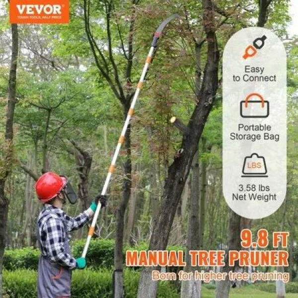 Manual Pole Saw Extendable Tree Pruner 1.4 m-3 m Aluminum Alloy Pole