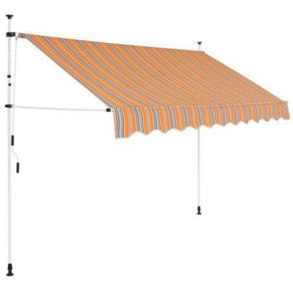 Manual Retractable Awning 250 Cm Yellow And Blue Stripes