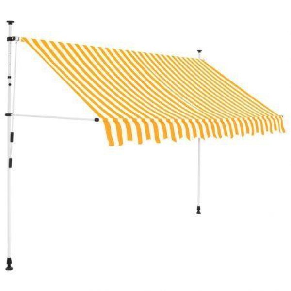 Manual Retractable Awning 250 Cm Yellow And White Stripes