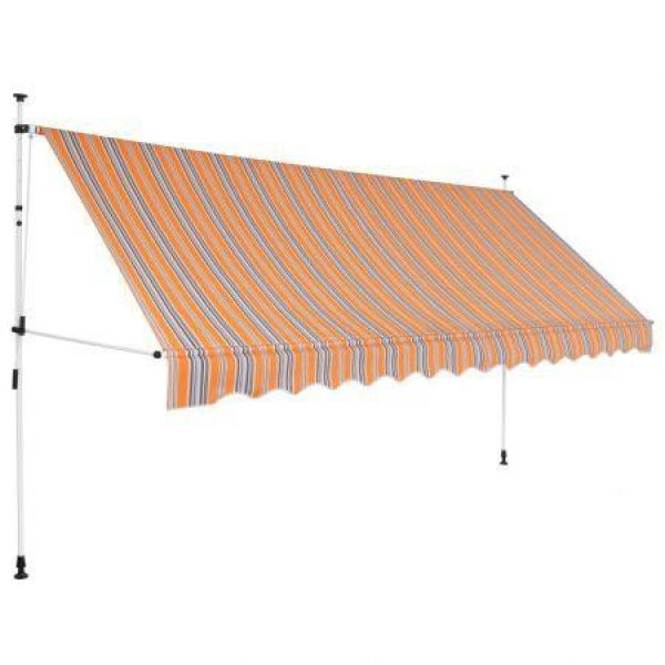 Manual Retractable Awning 350 Cm Yellow And Blue Stripes