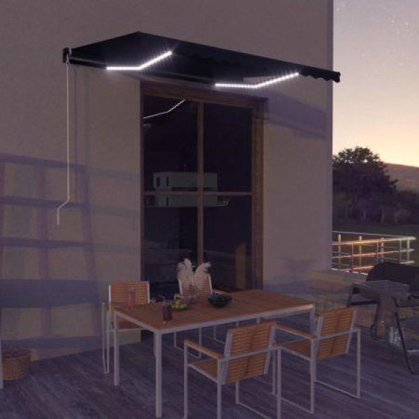 Manual Retractable Awning with LED 350x250 cm Anthracite