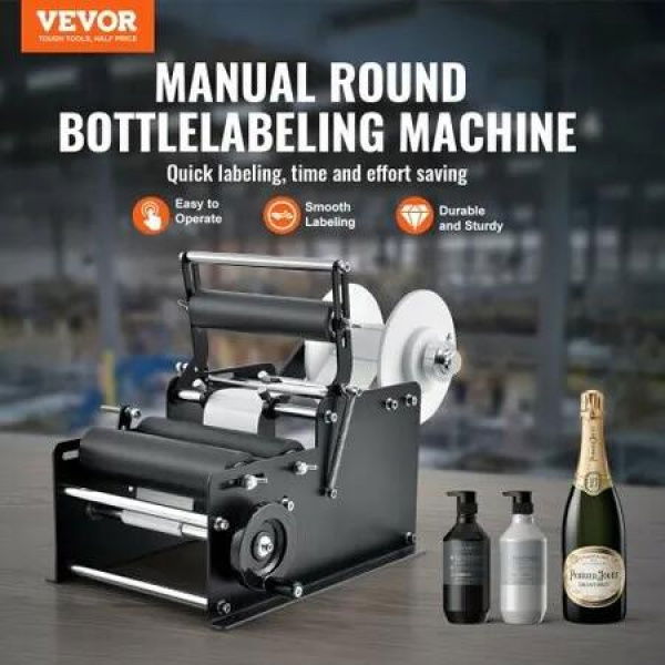 Manual Round Labeling Machine 15-20pcs/min Bottle Label Applicator for Round Bottles Adjustable Manual Round Bottle Labeler Suitable for Round Bottle