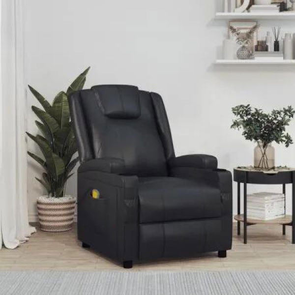 Massage Chair Black Faux Leather