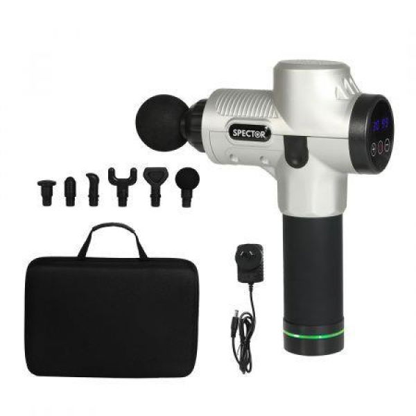 Massage Gun Electric 6 Heads Silver