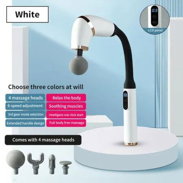 Massage Gun with Upgraded Extended Handle, U-Shaped Back Massager Deep Tissue with LED Screen, 3 Modes & 6 Speed Levels