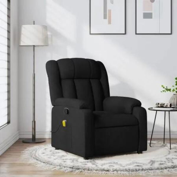 Massage Recliner Chair Black Fabric