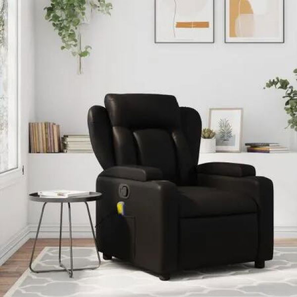 Massage Recliner Chair Black Faux Leather