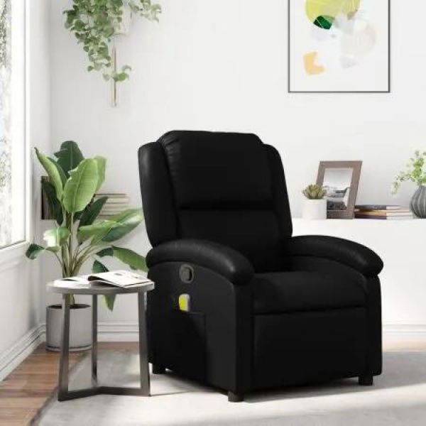 Massage Recliner Chair Black Faux Leather