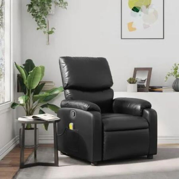 Massage Recliner Chair Black Faux Leather