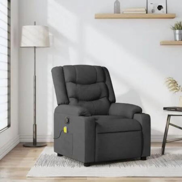 Massage Recliner Chair Dark Grey Fabric