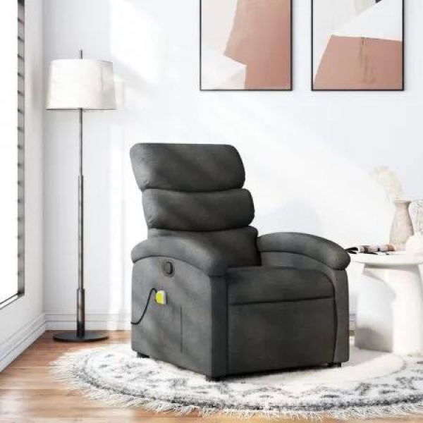 Massage Recliner Chair Dark Grey Fabric