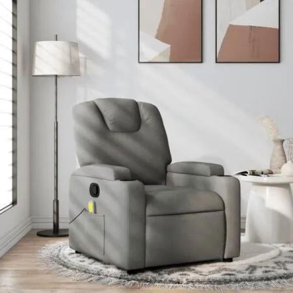 Massage Recliner Chair Dark Grey Fabric