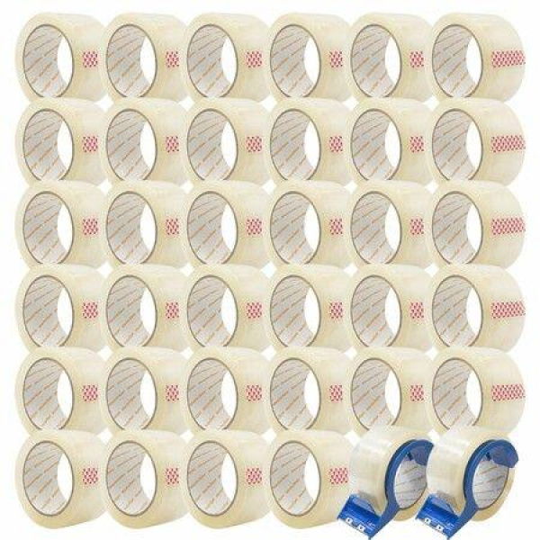 MasterSpec Clear Packing Tape - 36 Rolls w/ Cutters, 450m Total Length, 48mm x 75m