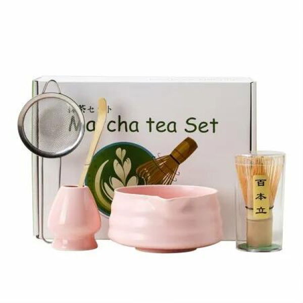 Matcha Set With Bowl,Matcha Sifter,Matcha Whisk Holder - The Perfect Matcha Kit for Tea (5PCS)