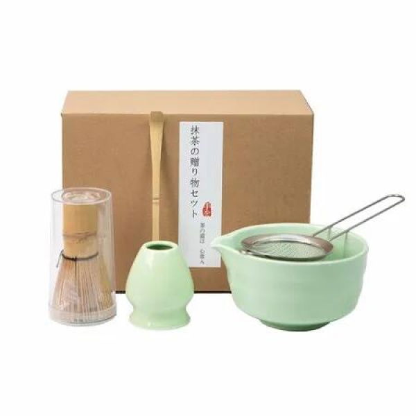 Matcha Whisk Set, Matcha Bamboo Whisk and Holder, Bamboo Scoop and Stainless Sifter,5 Pcs Matcha Making Kit