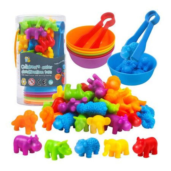 Matching Animal Counting Games Color Sorting Stacking Toys With Bowls Preschool Learning Activities Gift For Boys And Girls Ages 3+.