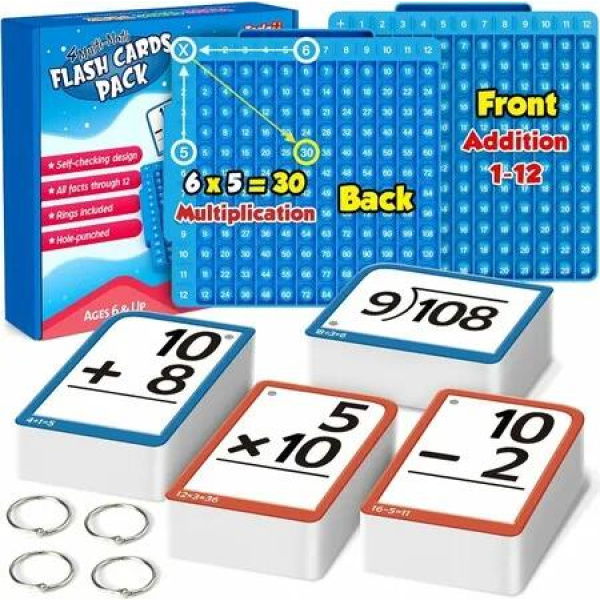 Math Flash Cards and Math Board, Multiplication Flash Card Times Table Chart, Math Manipulatives Division, Addition, Subtraction Games Toys