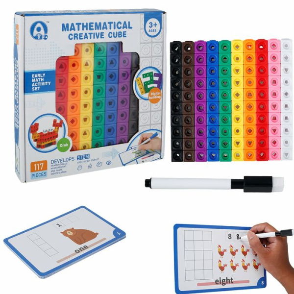 Math Link Cubes Math Link Counting Blocks Toy With 100 Cubes Educational Counting Toy Montessori Math Activity Set Develops Early Math Skills For Kids