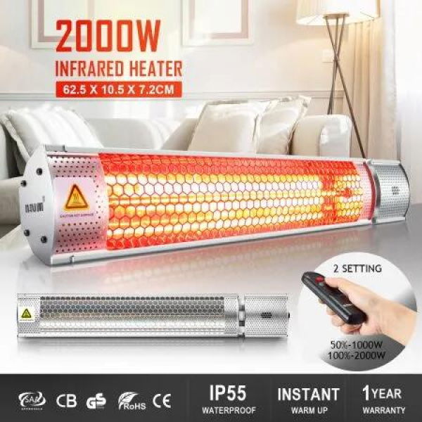 Maxkon 2000W Electric Outdoor Halogen Infrared Patio Heater Radiant Heater