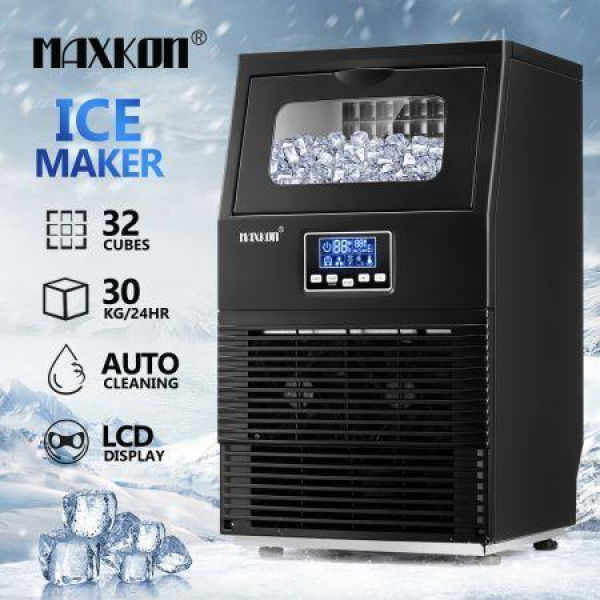 Maxkon 30kg Commercial Ice Cube Maker Machine Home Benchtop Countertop Fast Freezer